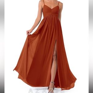 Azazie Orange Maxi Chiffon Dress
